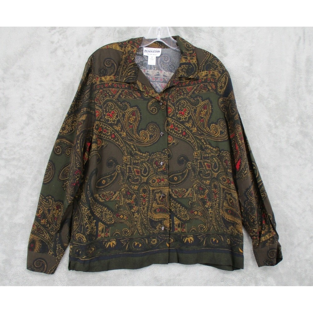 Vintage Pendleton Top Womens Size 12 Paisley Western Bohemian Equestrian Button